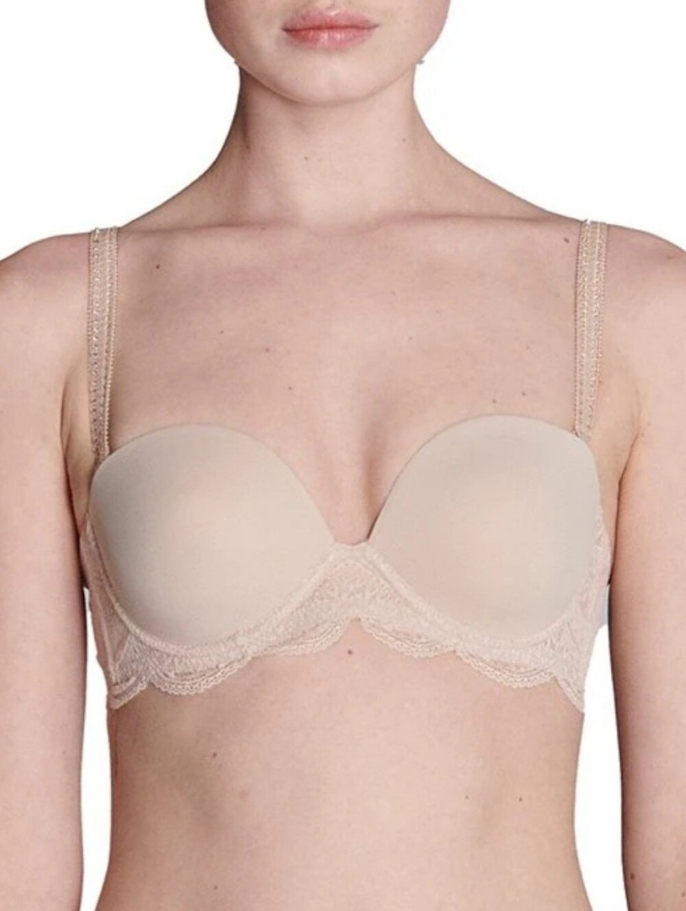 Simone Perele Bra 34D Cream Pastel Karma Strapless Plunge Underwired New $110